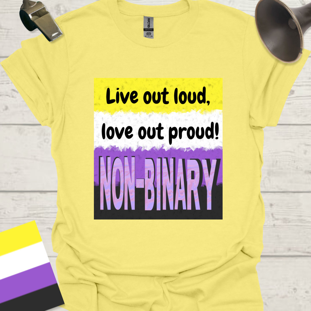 Unisex T-Shirt Live out proud, love out loud! Non-Binary Cubism Flag Design