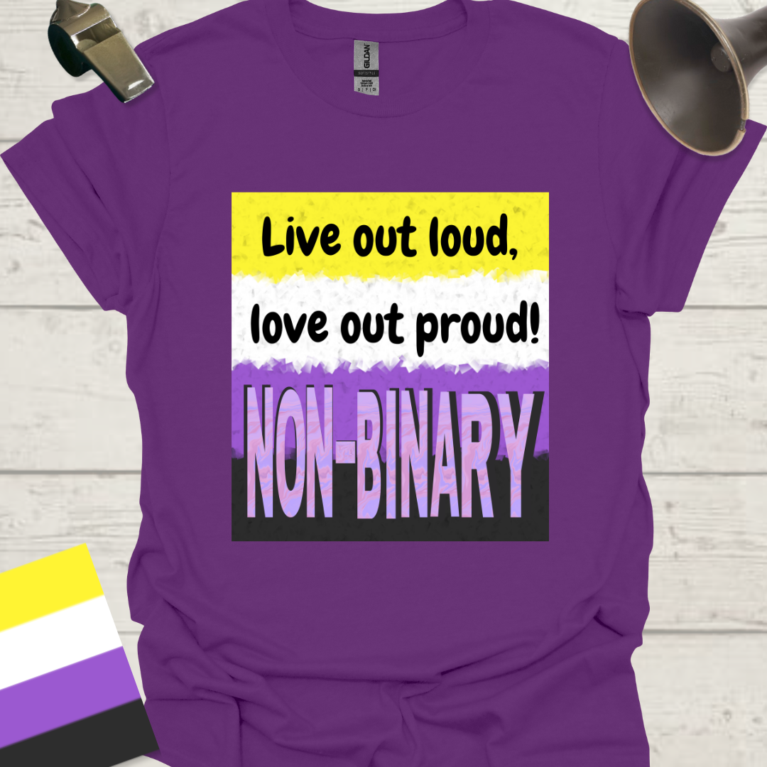 Unisex T-Shirt Live out proud, love out loud! Non-Binary Cubism Flag Design