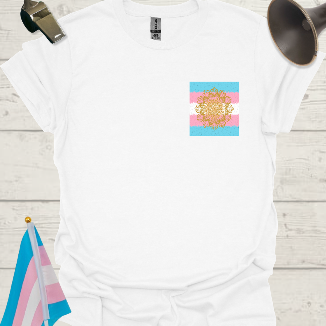 Transgender Pride T-Shirt, Cubism Mandala Pattern Unisex Softstyle