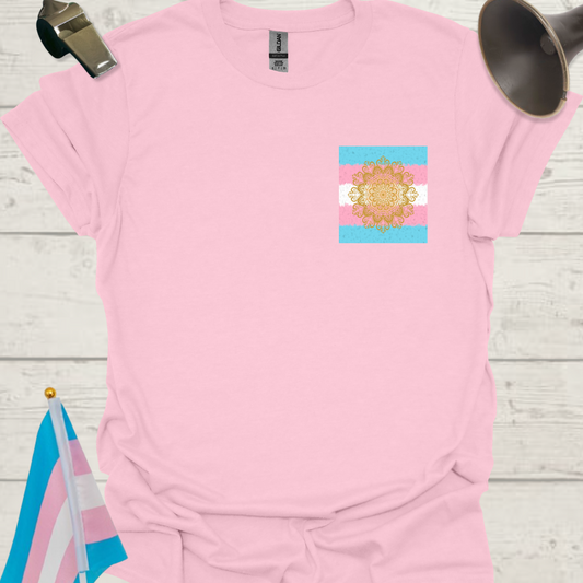 Transgender Pride T-Shirt, Cubism Mandala Pattern Unisex Softstyle