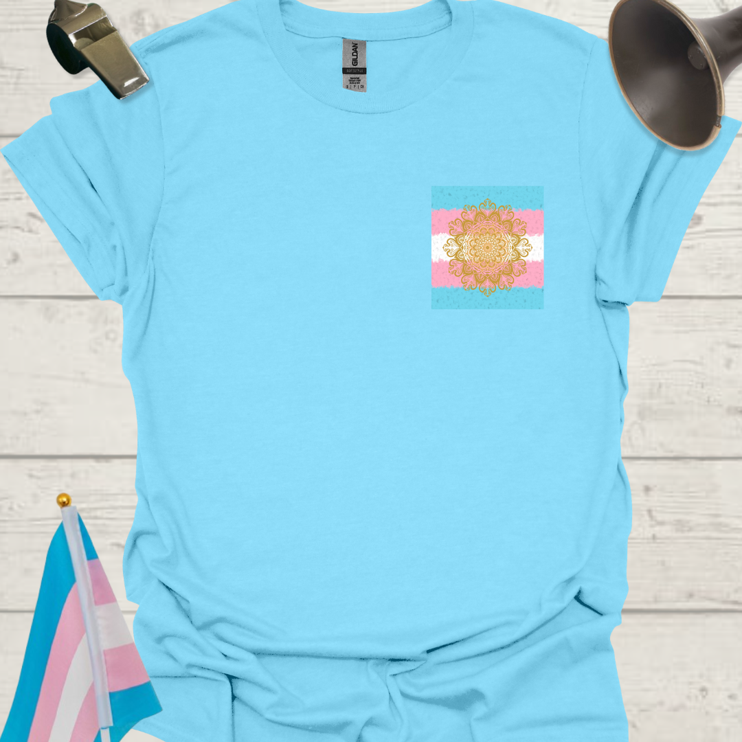 Transgender Pride T-Shirt, Cubism Mandala Pattern Unisex Softstyle