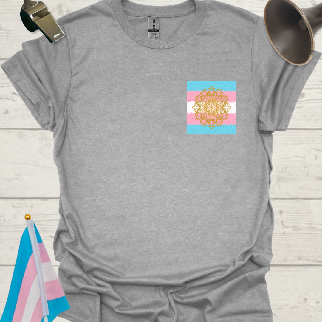 Transgender Pride T-Shirt, Cubism Mandala Pattern Unisex Softstyle