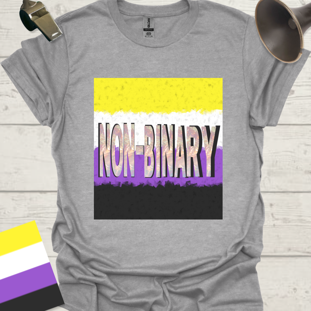 Unisex T-Shirt Non-Binary Pride Flag, Cubism and Marble Effect