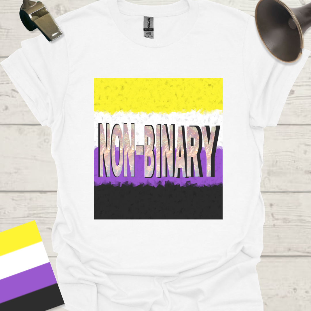 Unisex T-Shirt Non-Binary Pride Flag, Cubism and Marble Effect