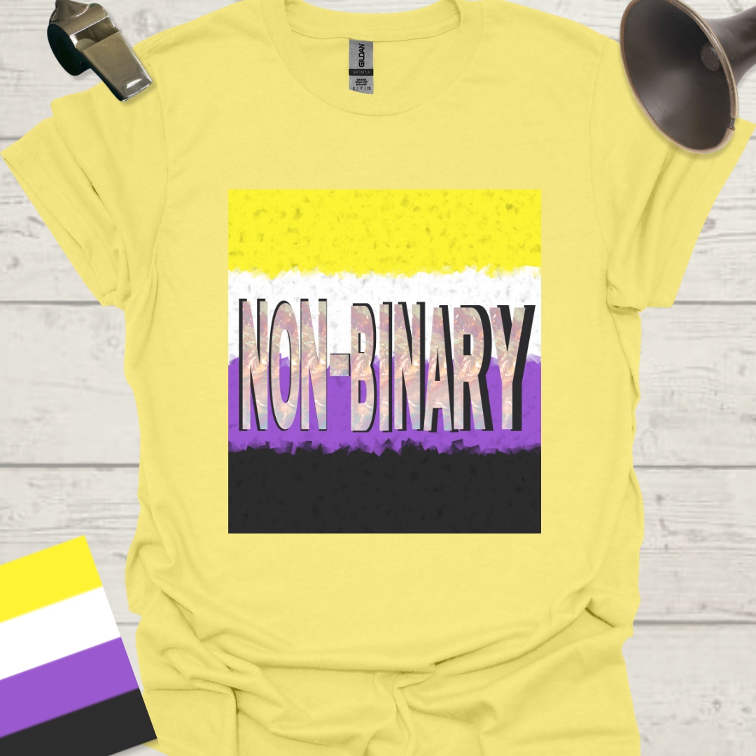 Unisex T-Shirt Non-Binary Pride Flag, Cubism and Marble Effect
