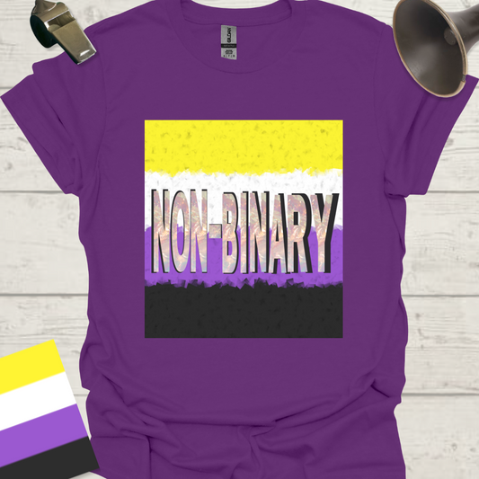 Unisex T-Shirt Non-Binary Pride Flag, Cubism and Marble Effect