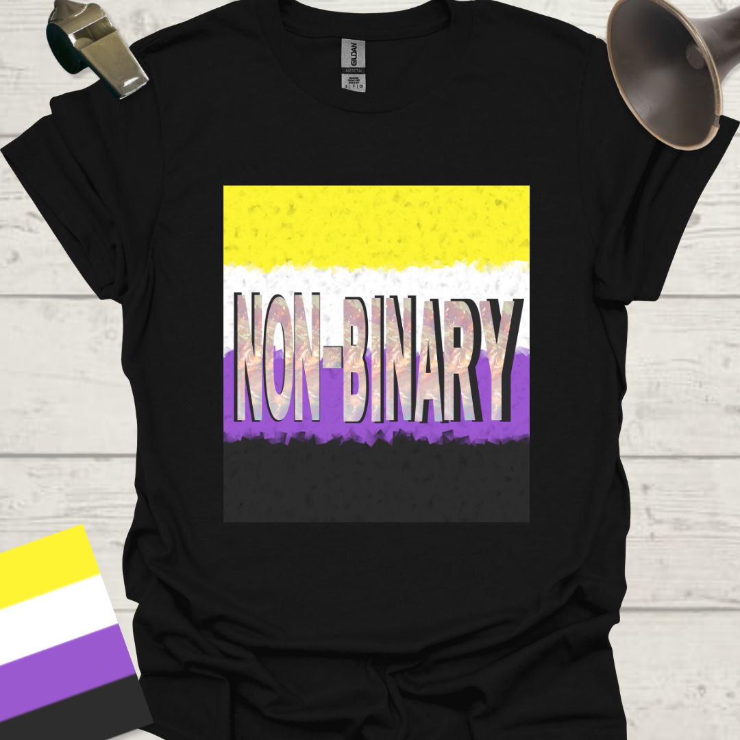Unisex T-Shirt Non-Binary Pride Flag, Cubism and Marble Effect