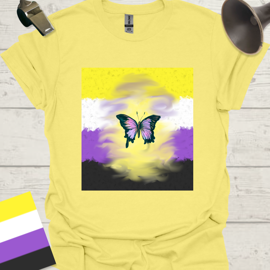 Unisex T-Shirt Butterfly Cloud Non-Binary Cubism Flag Design
