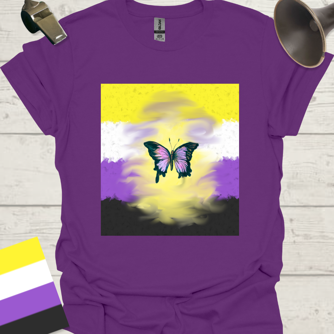 Unisex T-Shirt Butterfly Cloud Non-Binary Cubism Flag Design