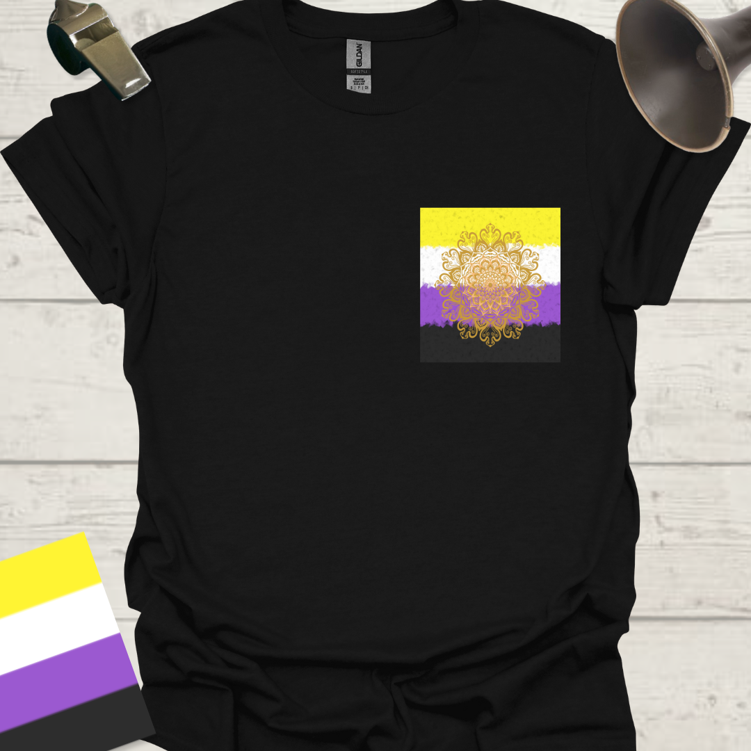 Unisex T-Shirt Floral Mandala Non-Binary Cubism Flag Design
