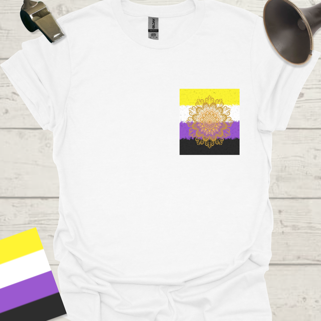 Unisex T-Shirt Floral Mandala Non-Binary Cubism Flag Design