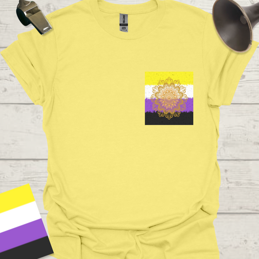 Unisex T-Shirt Floral Mandala Non-Binary Cubism Flag Design