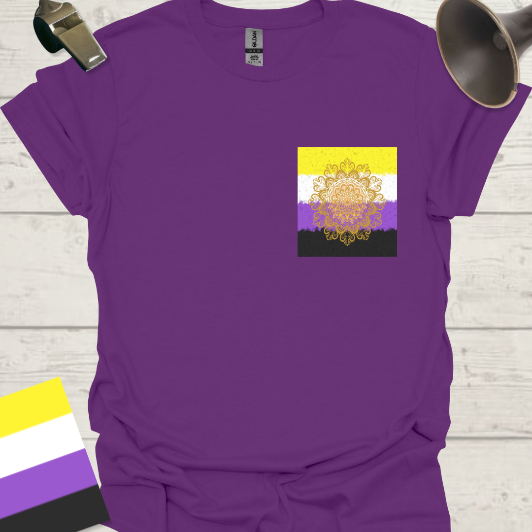 Unisex T-Shirt Floral Mandala Non-Binary Cubism Flag Design