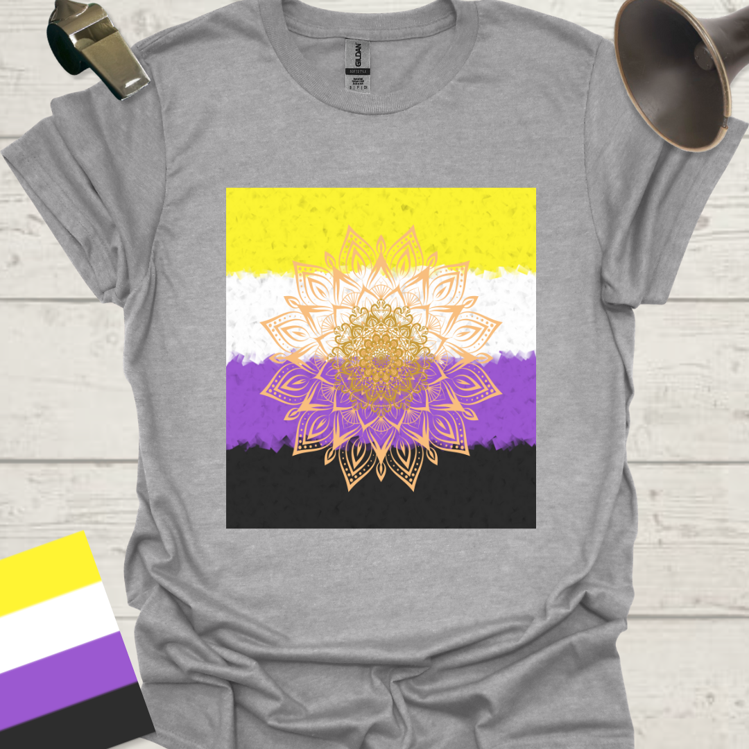 Unisex T-Shirt Mandala Flower Non-Binary Cubism Flag Design