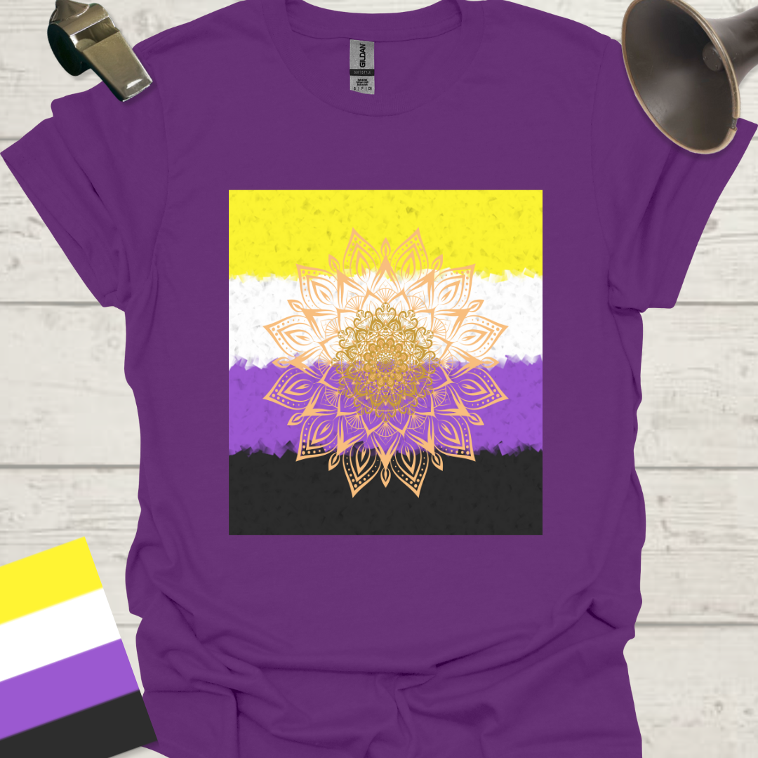 Unisex T-Shirt Mandala Flower Non-Binary Cubism Flag Design