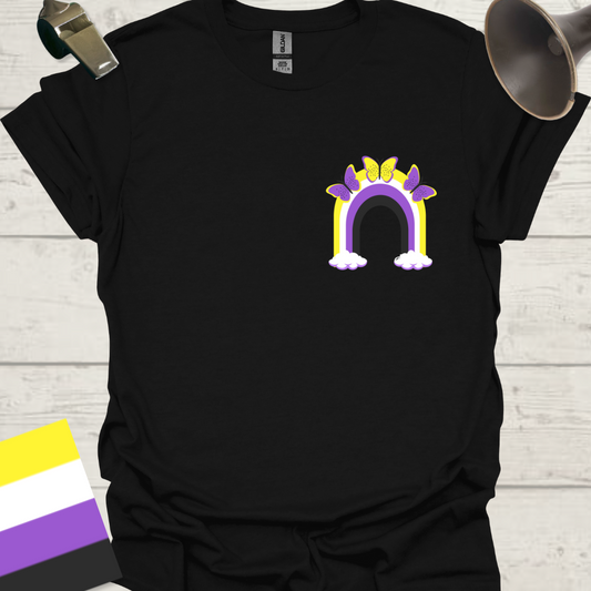 Nonbinary Pride T-Shirt Rainbow Butterflies Design