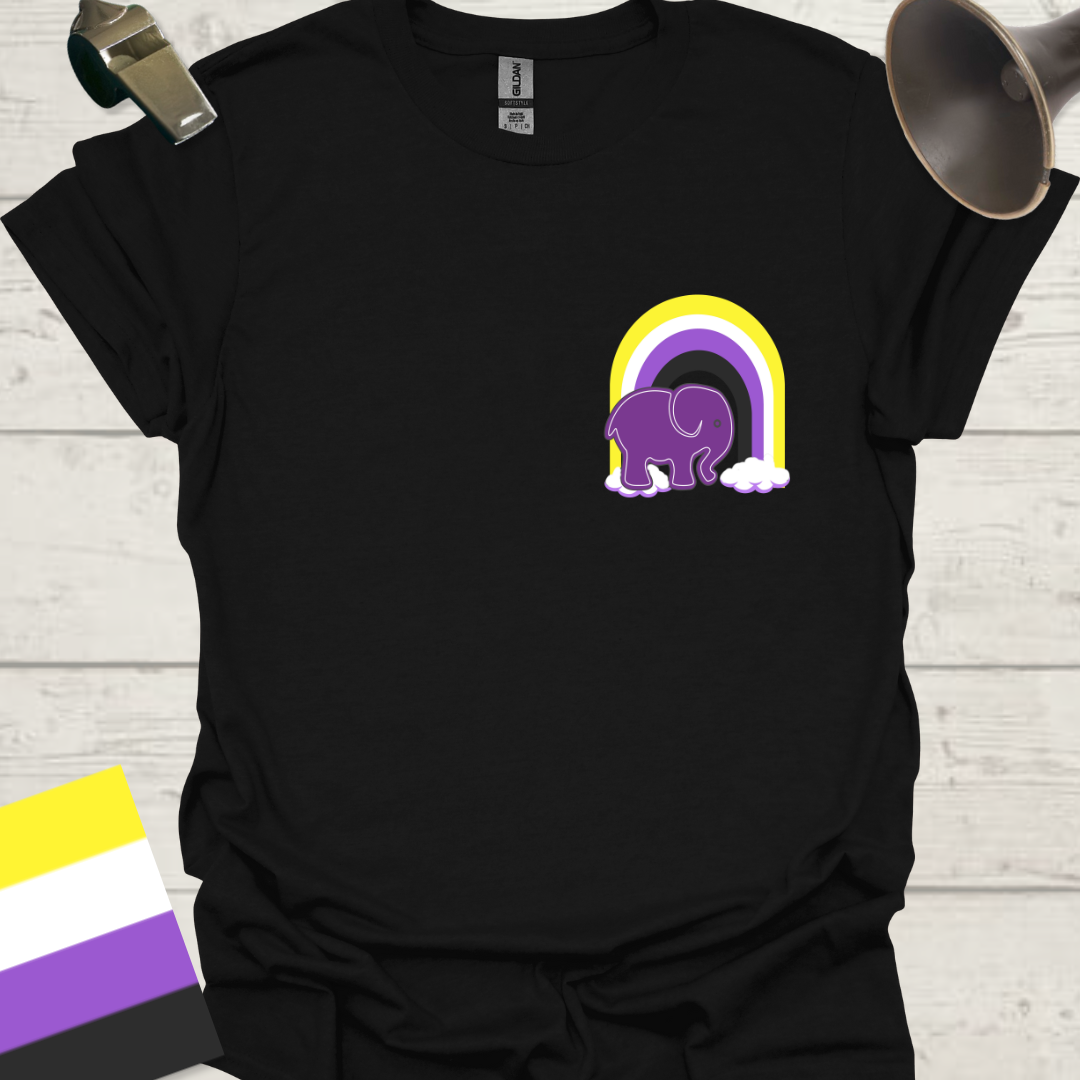 Nonbinary Pride T-Shirt Rainbow Elephant Design