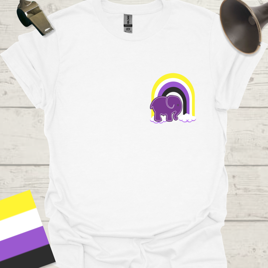 Nonbinary Pride T-Shirt Rainbow Elephant Design