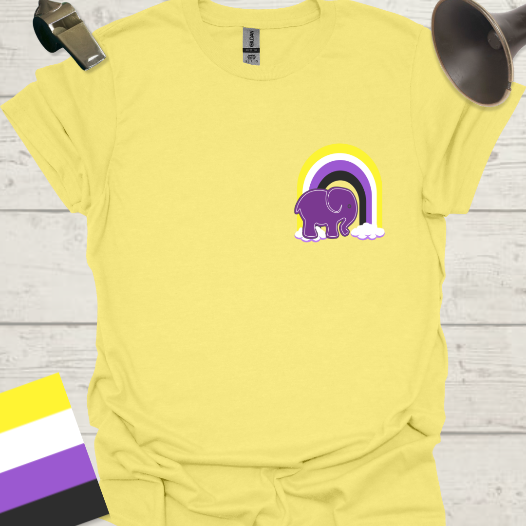Nonbinary Pride T-Shirt Rainbow Elephant Design