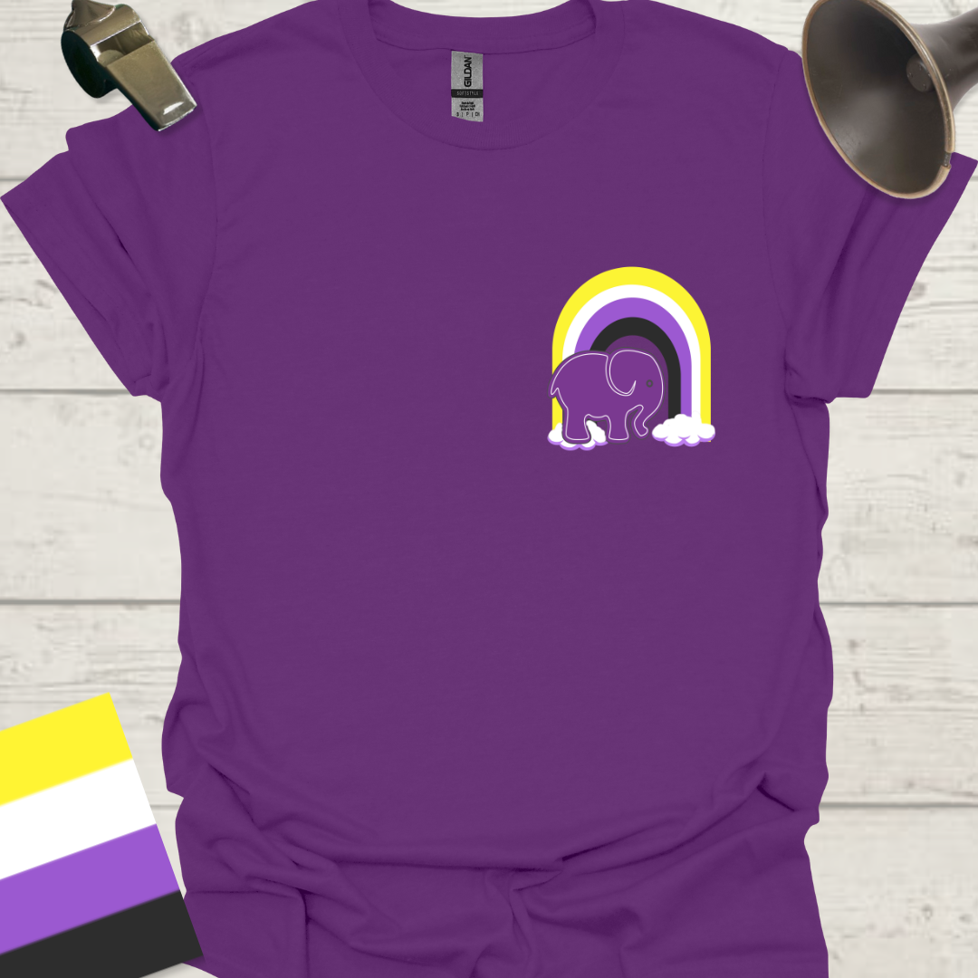 Nonbinary Pride T-Shirt Rainbow Elephant Design