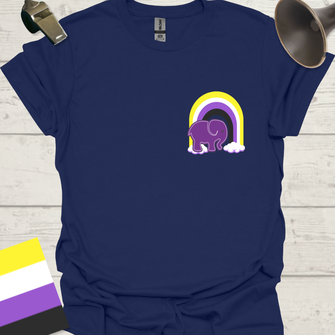 Nonbinary Pride T-Shirt Rainbow Elephant Design