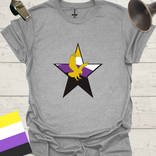 Nonbinary Pride T-Shirt Star Eagle Design