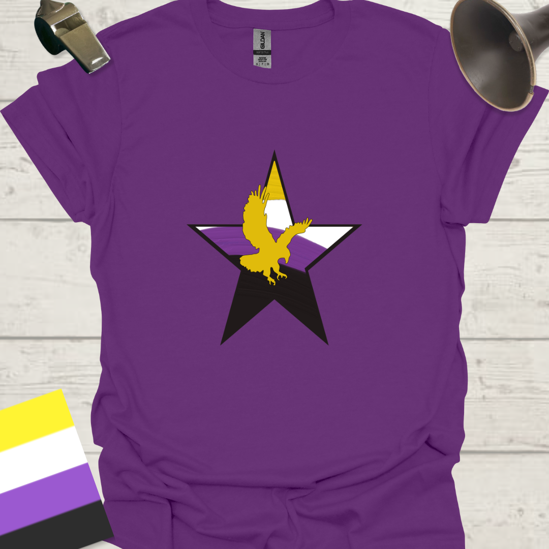 Nonbinary Pride T-Shirt Star Eagle Design