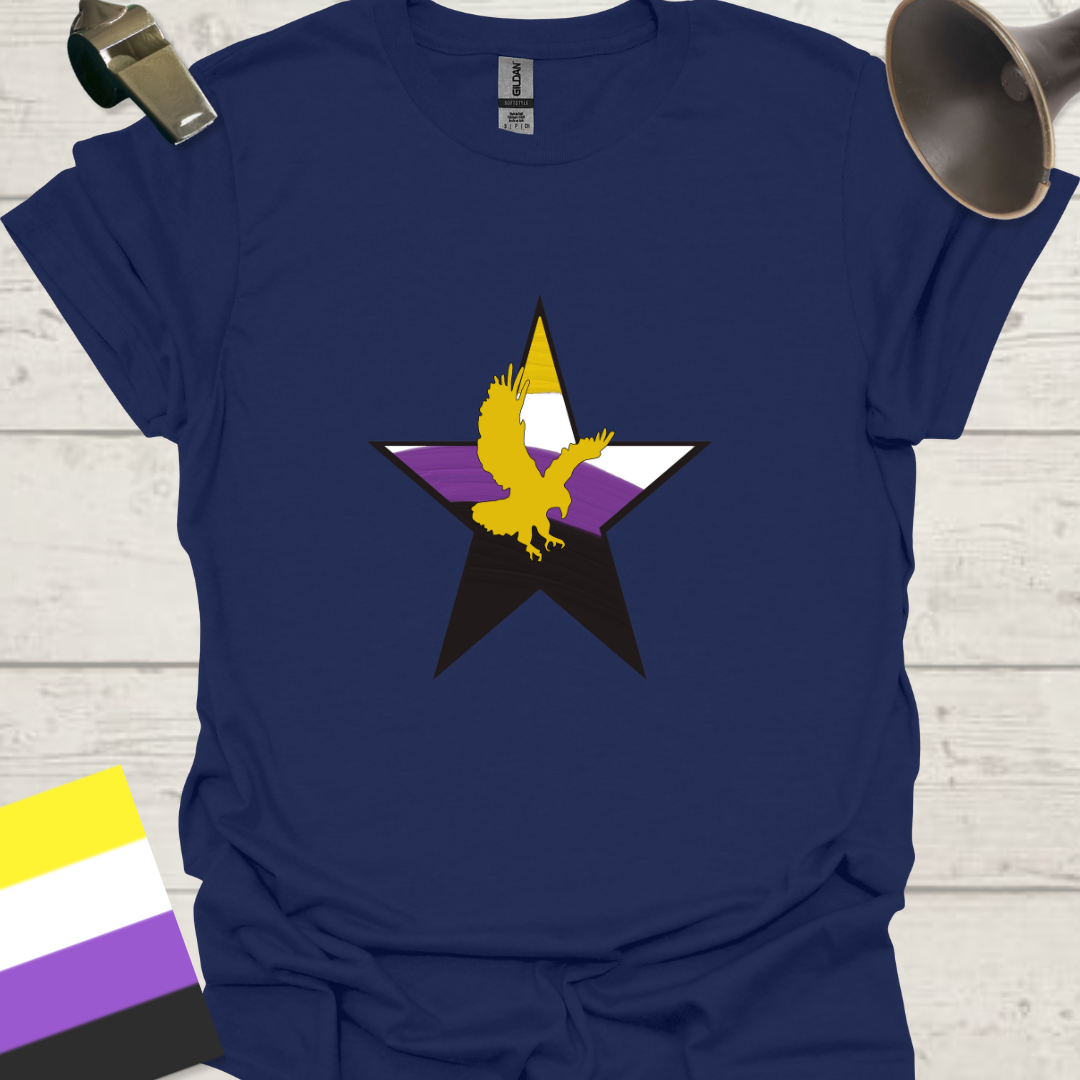 Nonbinary Pride T-Shirt Star Eagle Design