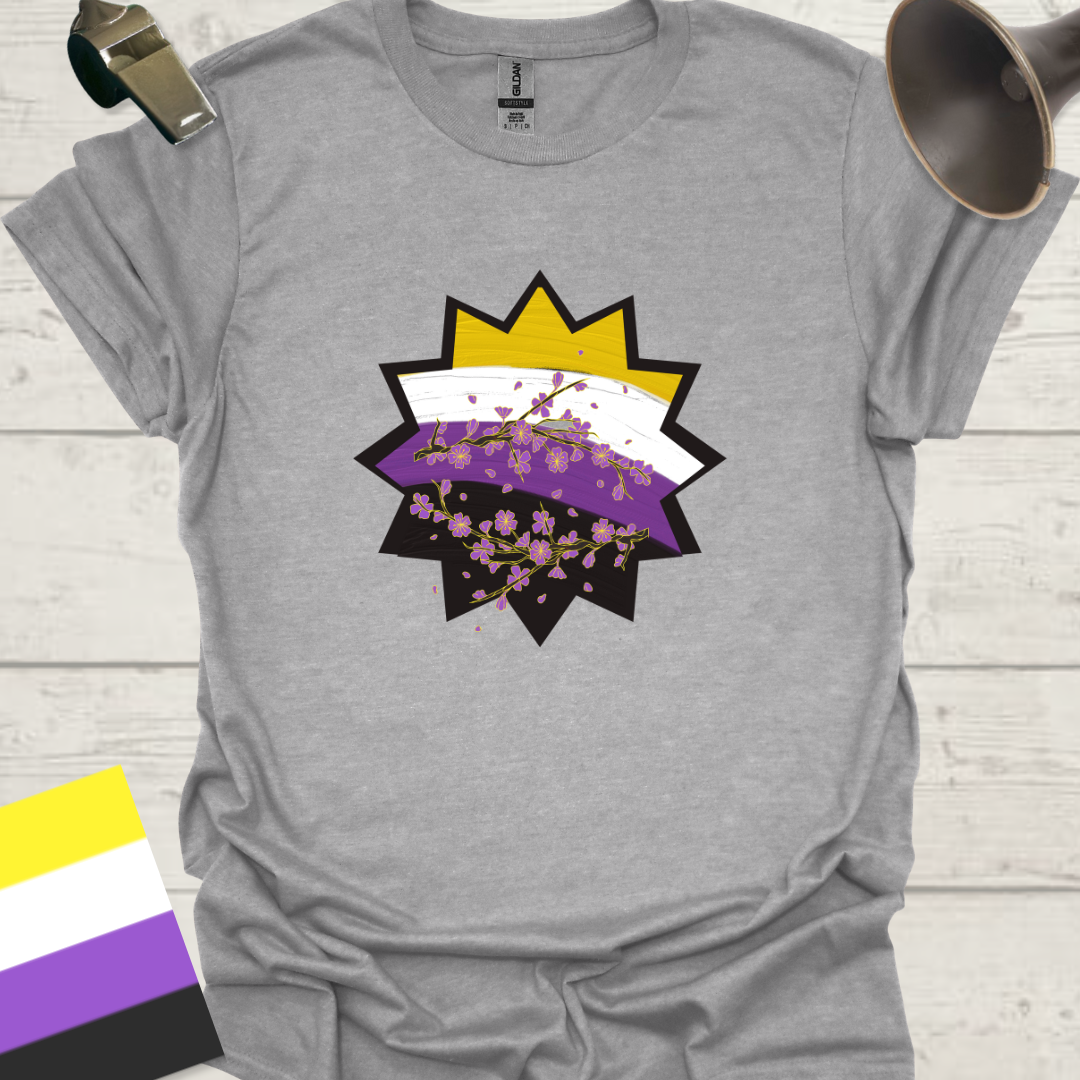 Nonbinary Pride T-Shirt Star Wild Flowers Design
