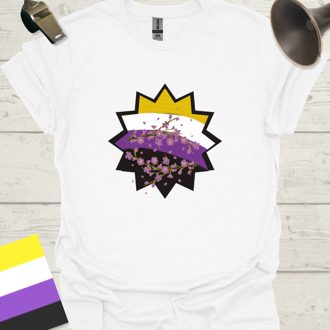 Nonbinary Pride T-Shirt Star Wild Flowers Design