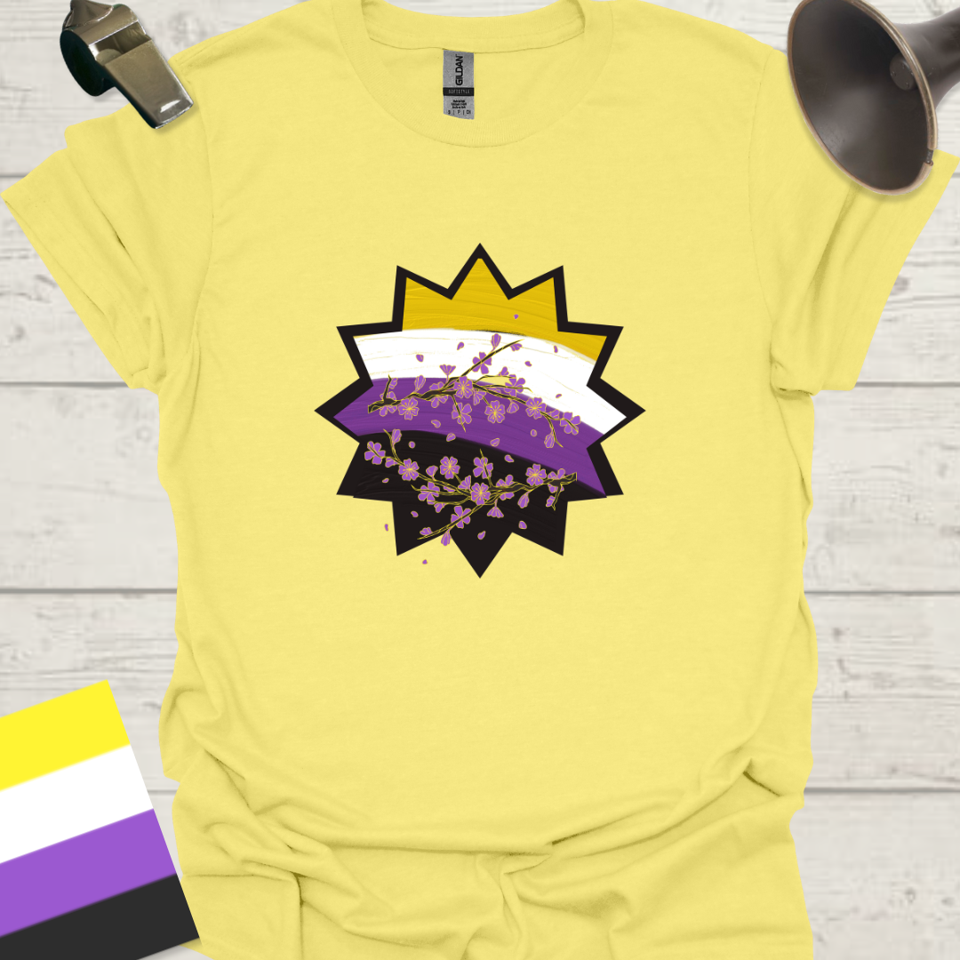 Nonbinary Pride T-Shirt Star Wild Flowers Design