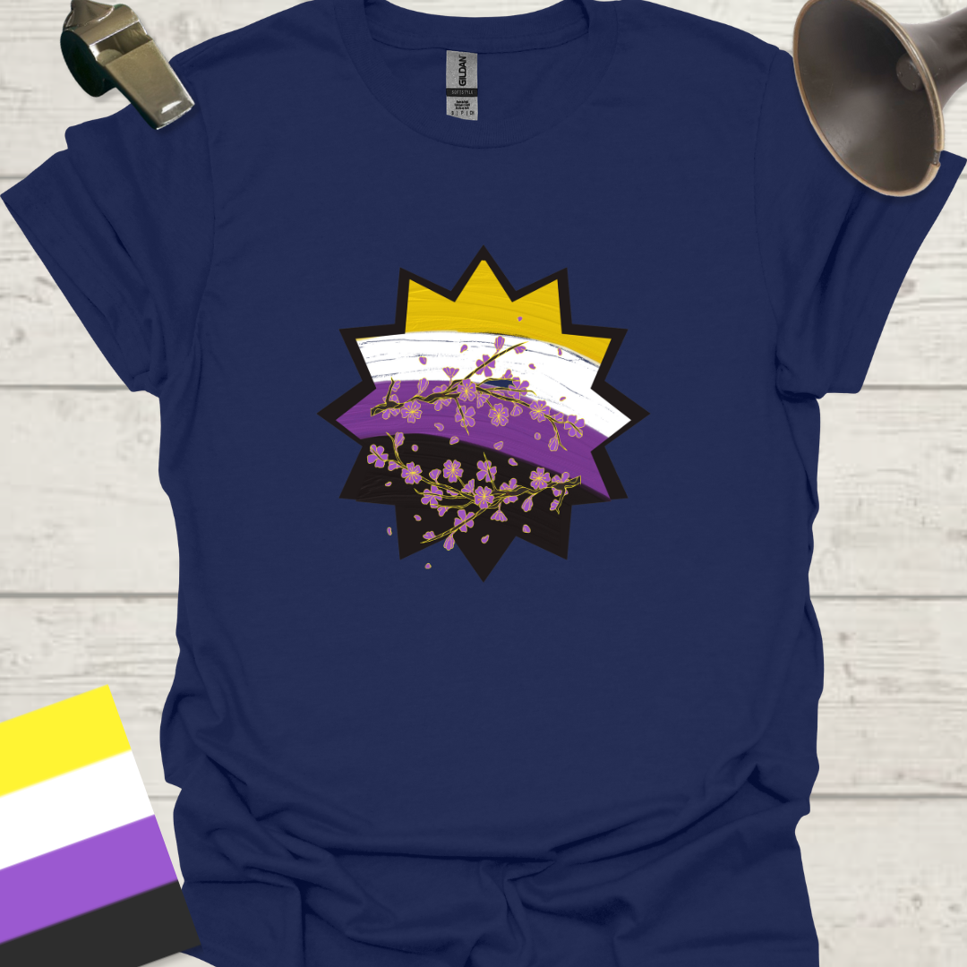 Nonbinary Pride T-Shirt Star Wild Flowers Design