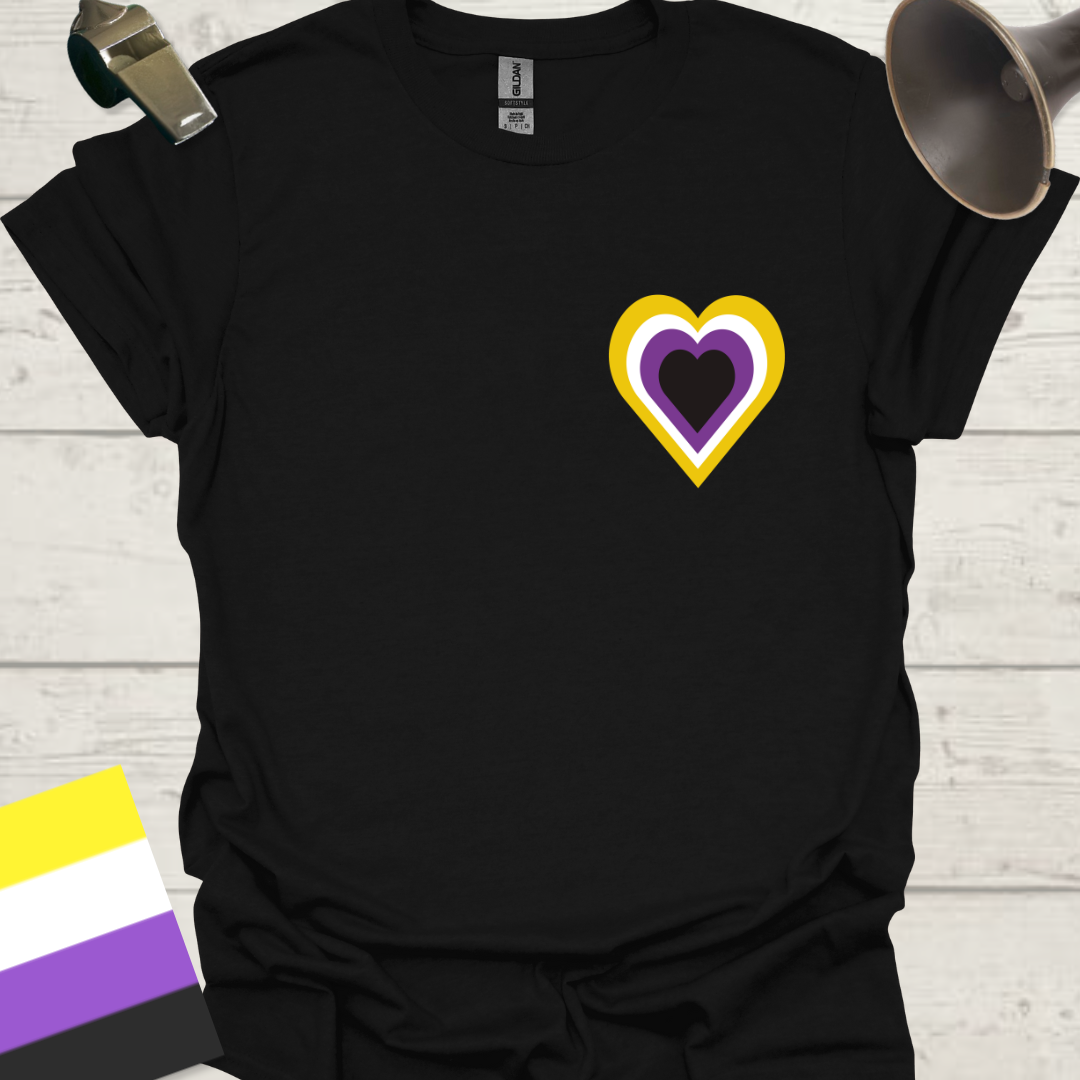 Nonbinary Pride Flag Colors Heart T-Shirt Design