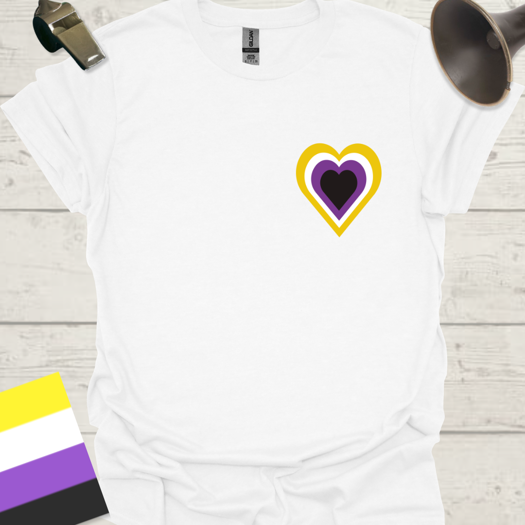Nonbinary Pride Flag Colors Heart T-Shirt Design