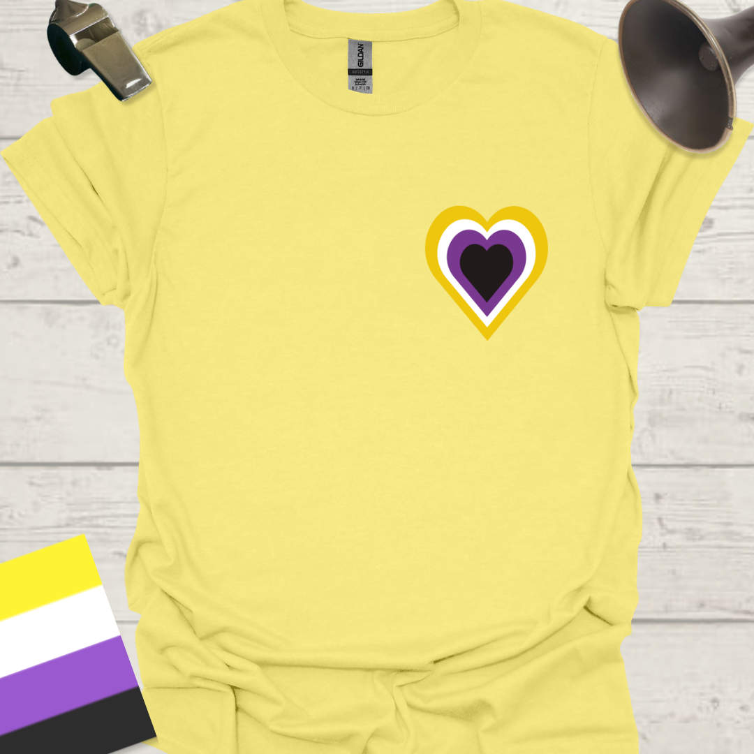 Nonbinary Pride Flag Colors Heart T-Shirt Design