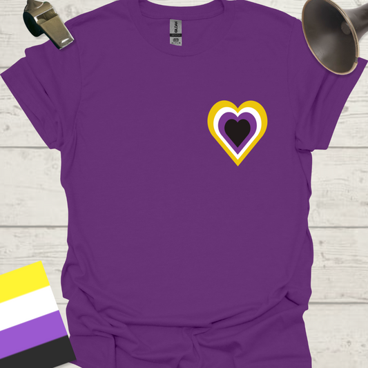 Nonbinary Pride Flag Colors Heart T-Shirt Design
