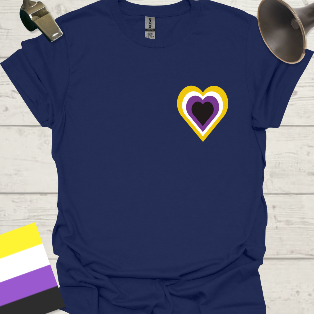 Nonbinary Pride Flag Colors Heart T-Shirt Design