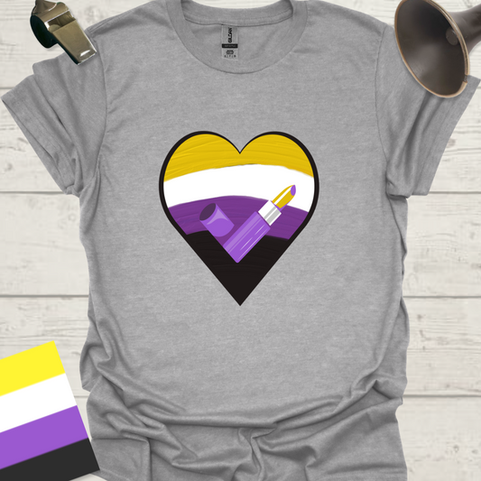 Nonbinary Pride T-Shirt Heart Lipstick Design