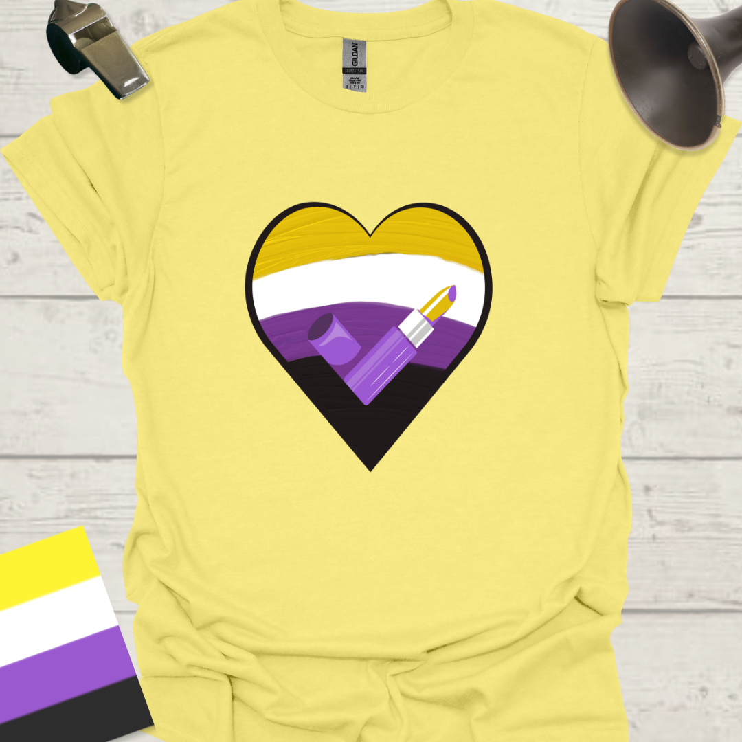 Nonbinary Pride T-Shirt Heart Lipstick Design