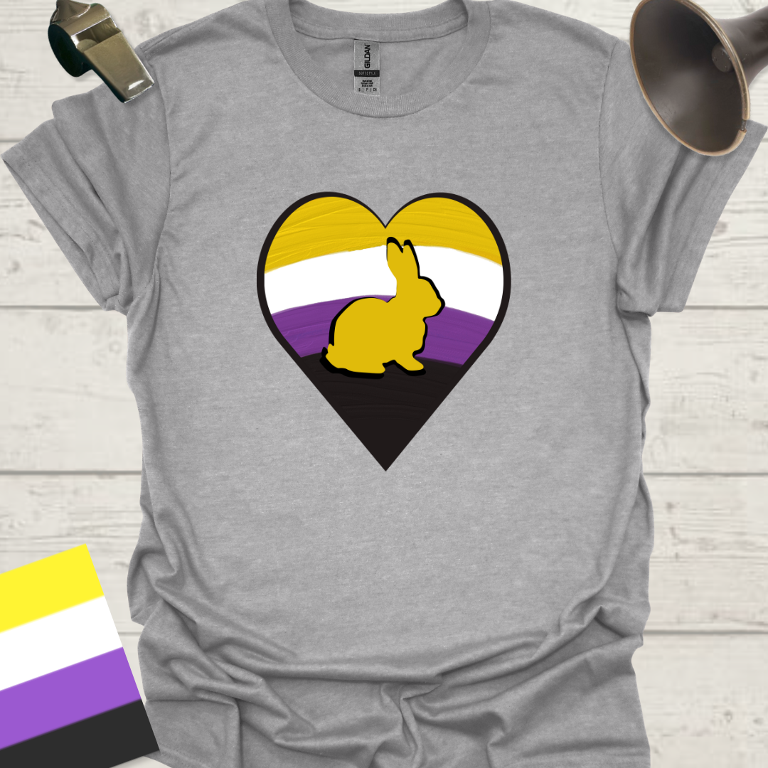 Nonbinary Pride T-Shirt Heart Rabbit Design