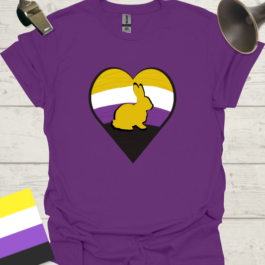 Nonbinary Pride T-Shirt Heart Rabbit Design