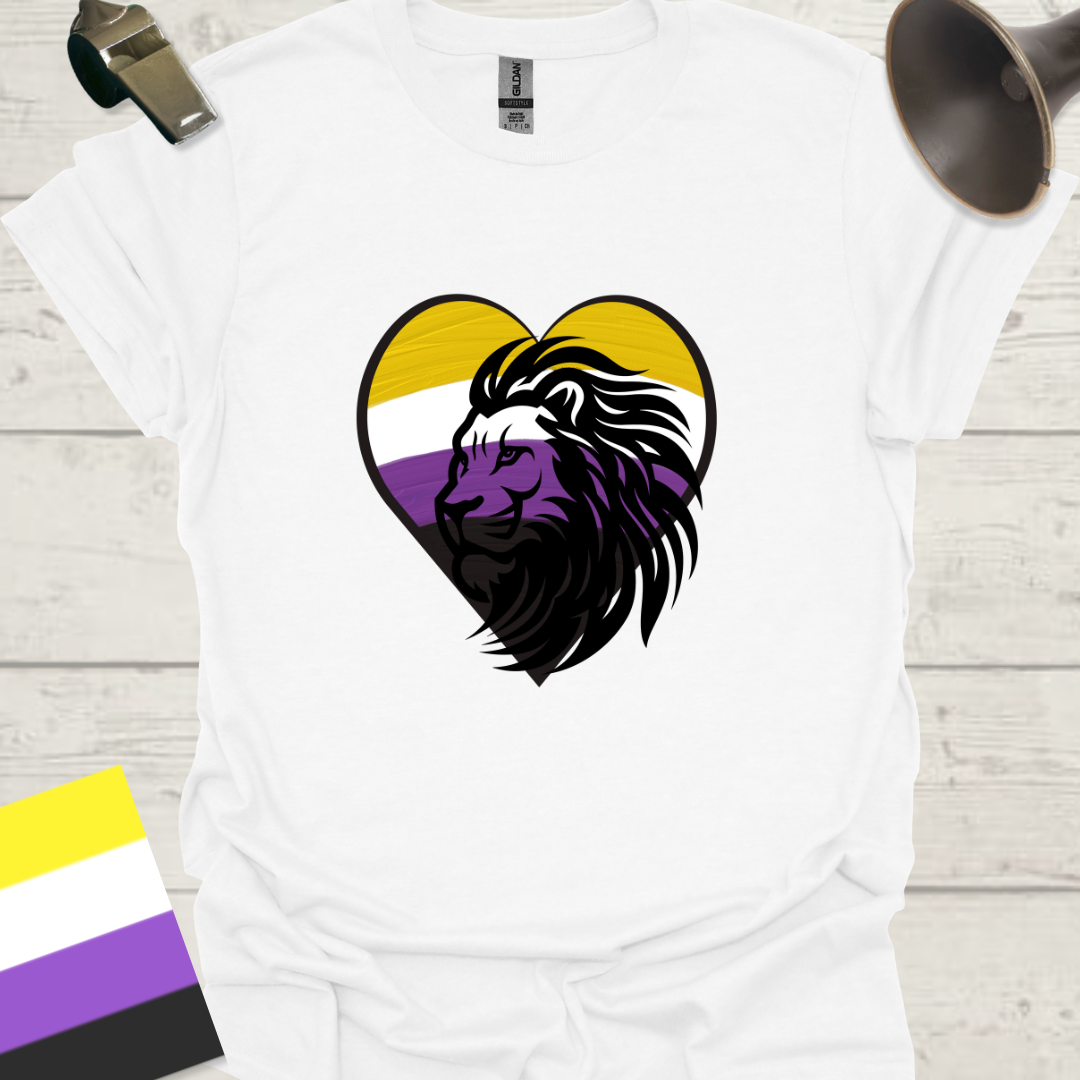 Nonbinary Pride T-Shirt Heart Lion Design