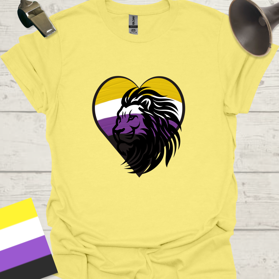 Nonbinary Pride T-Shirt Heart Lion Design