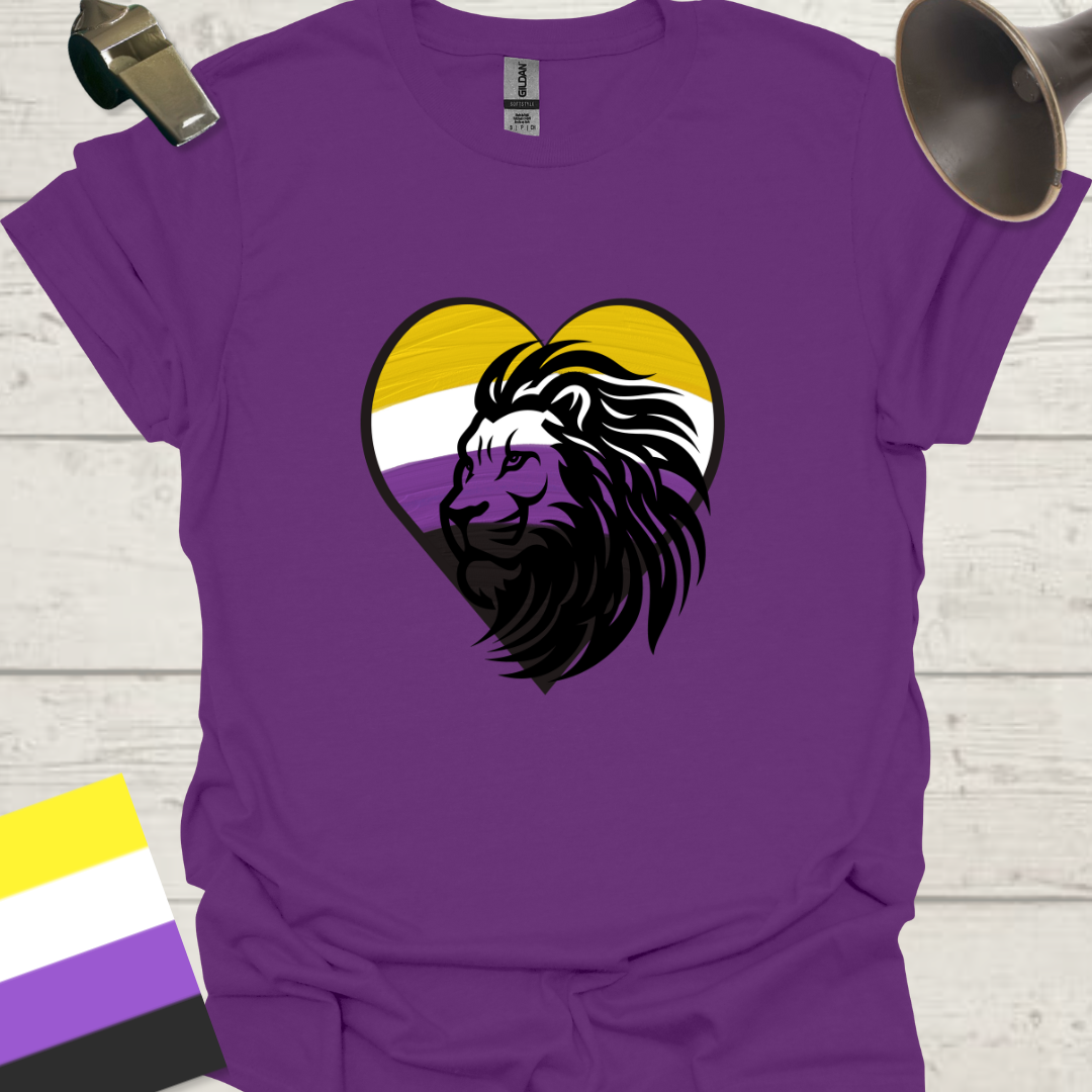 Nonbinary Pride T-Shirt Heart Lion Design