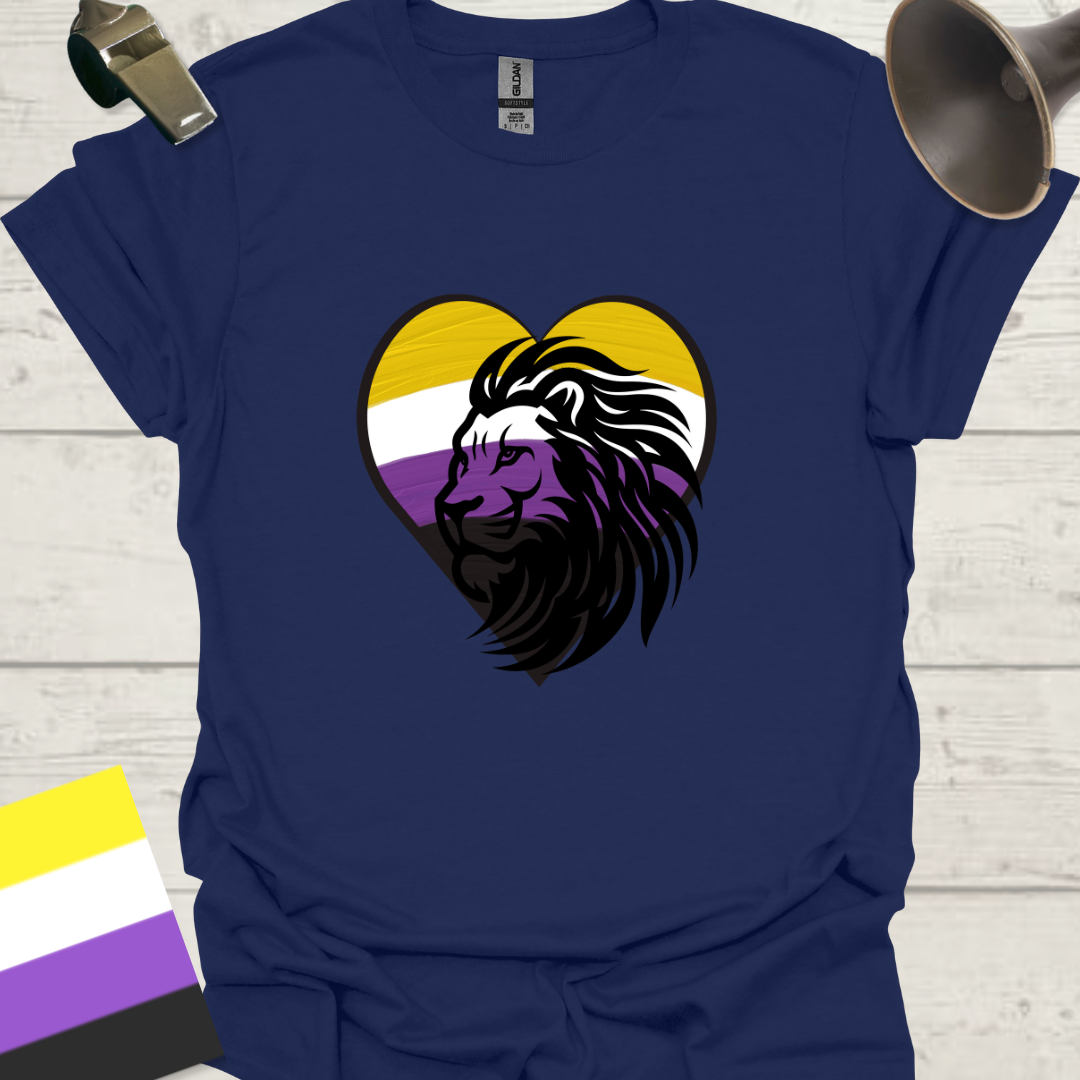 Nonbinary Pride T-Shirt Heart Lion Design