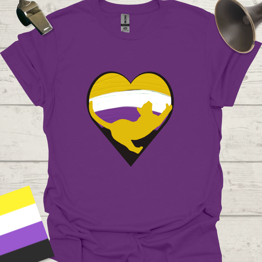 Nonbinary Pride T-Shirt Heart Cat Design