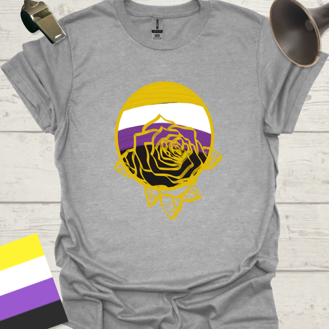 Nonbinary Pride T-Shirt Sphere Yellow Rose Design