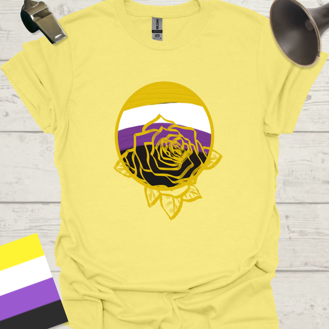 Nonbinary Pride T-Shirt Sphere Yellow Rose Design