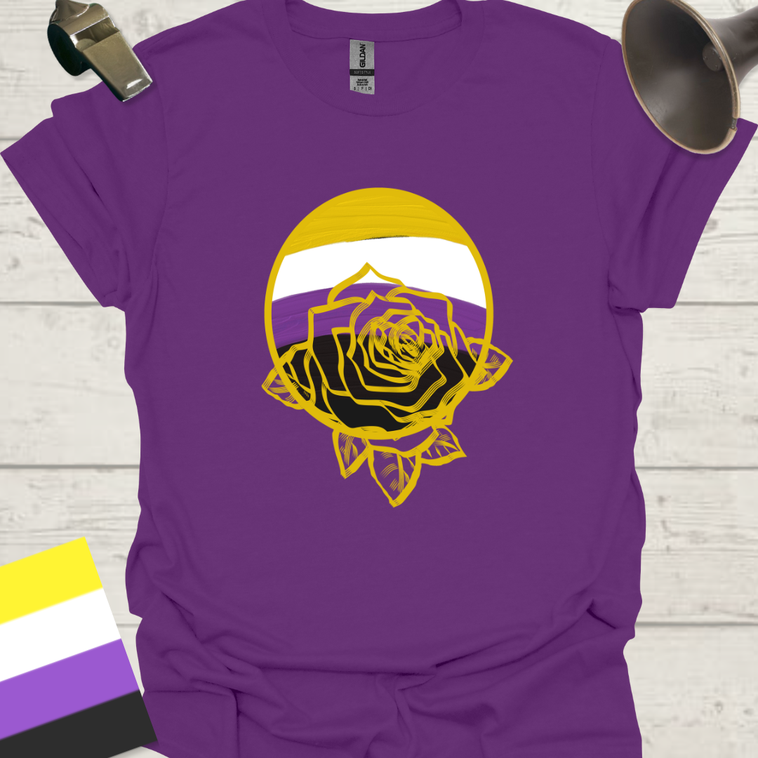 Nonbinary Pride T-Shirt Sphere Yellow Rose Design