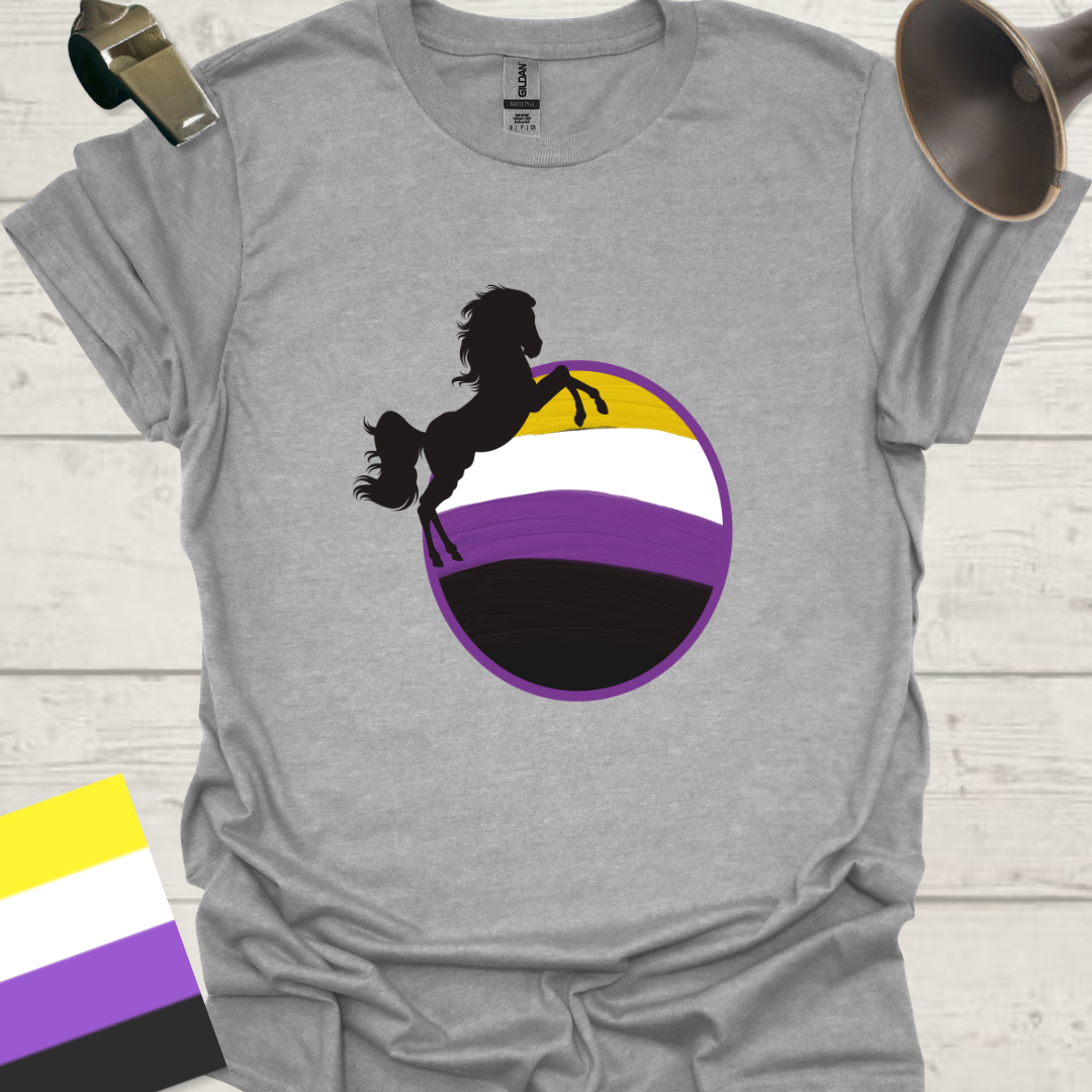 Nonbinary Pride T-Shirt Sphere Horse Design